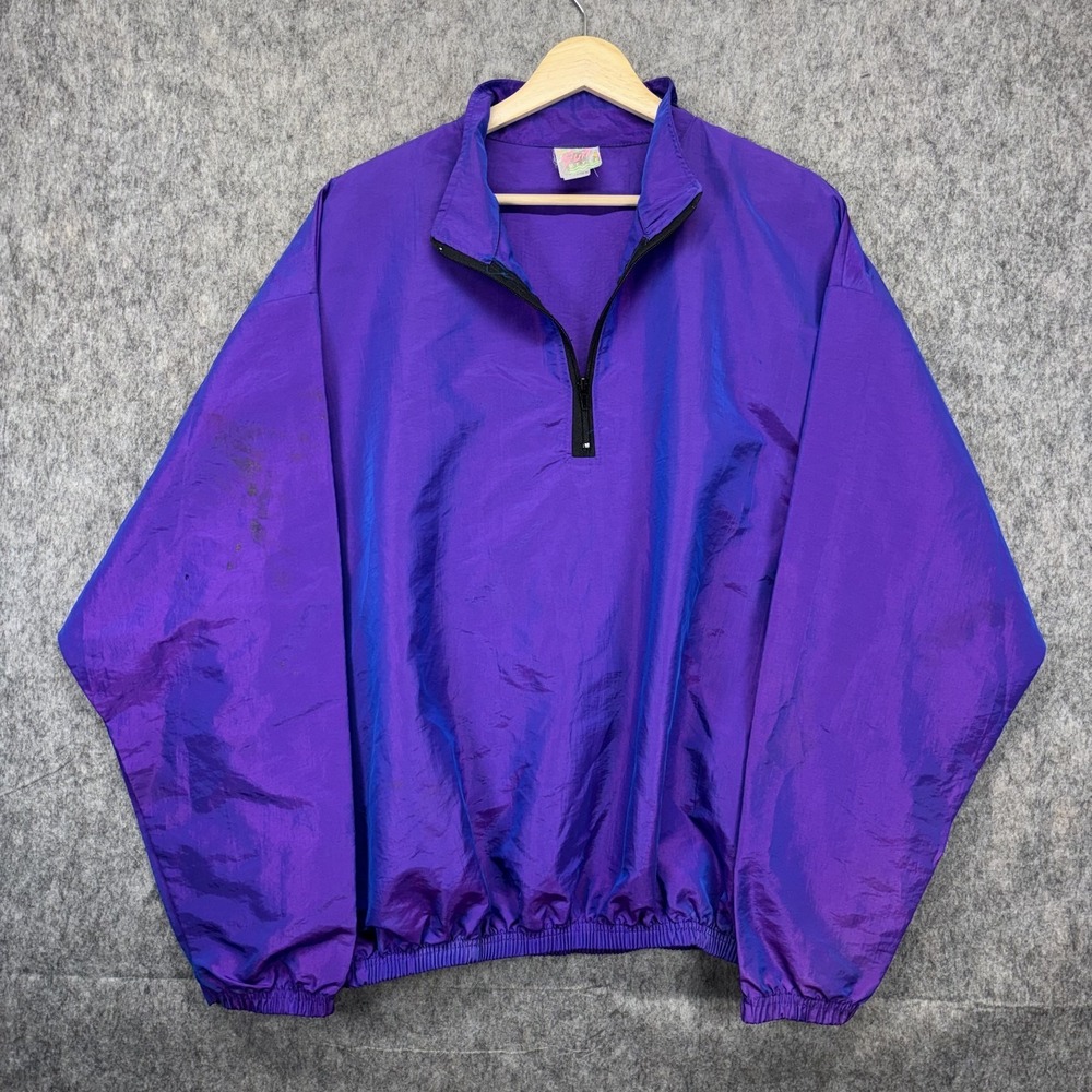 Surf Style Zip Jacket Purple Iridescent Windbreaker Lightweight Beach One Size